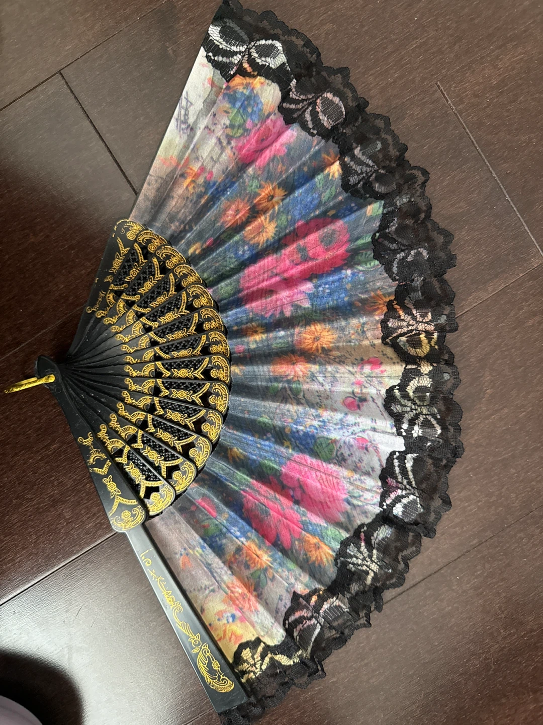 Decorative Folding Fan with Floral Print