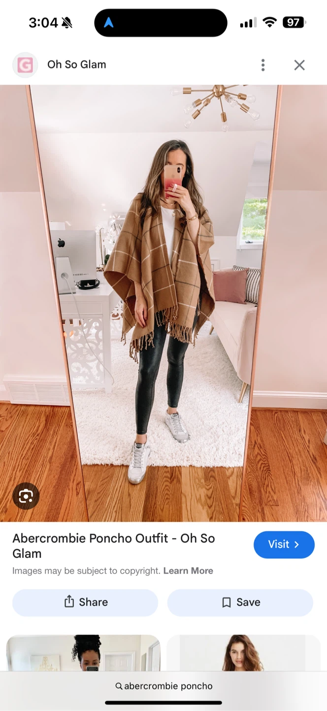 Abercrombie & Fitch Plaid Poncho brown