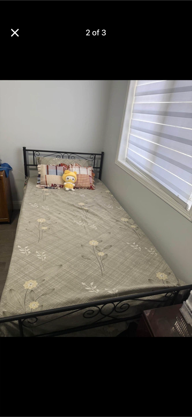 Single Bed Frame with Mattress and Pillows - photo 2