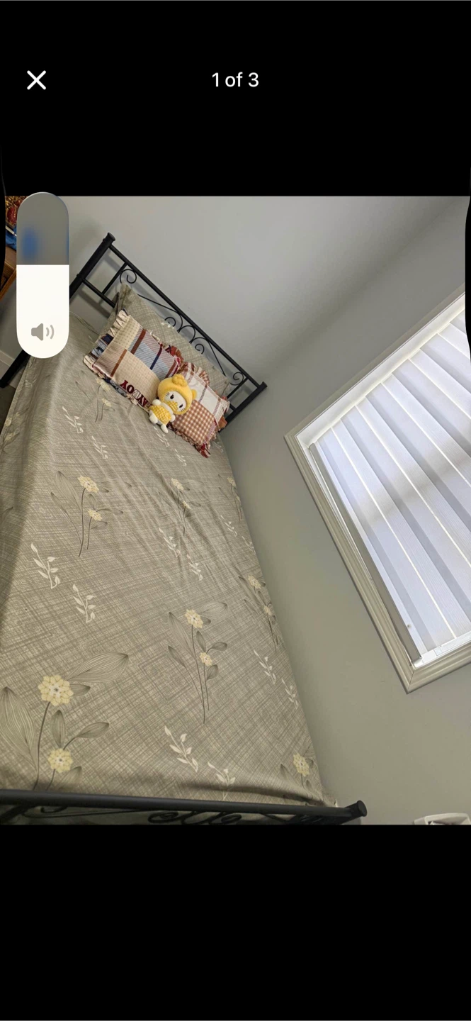Single Bed Frame with Mattress and Pillows
