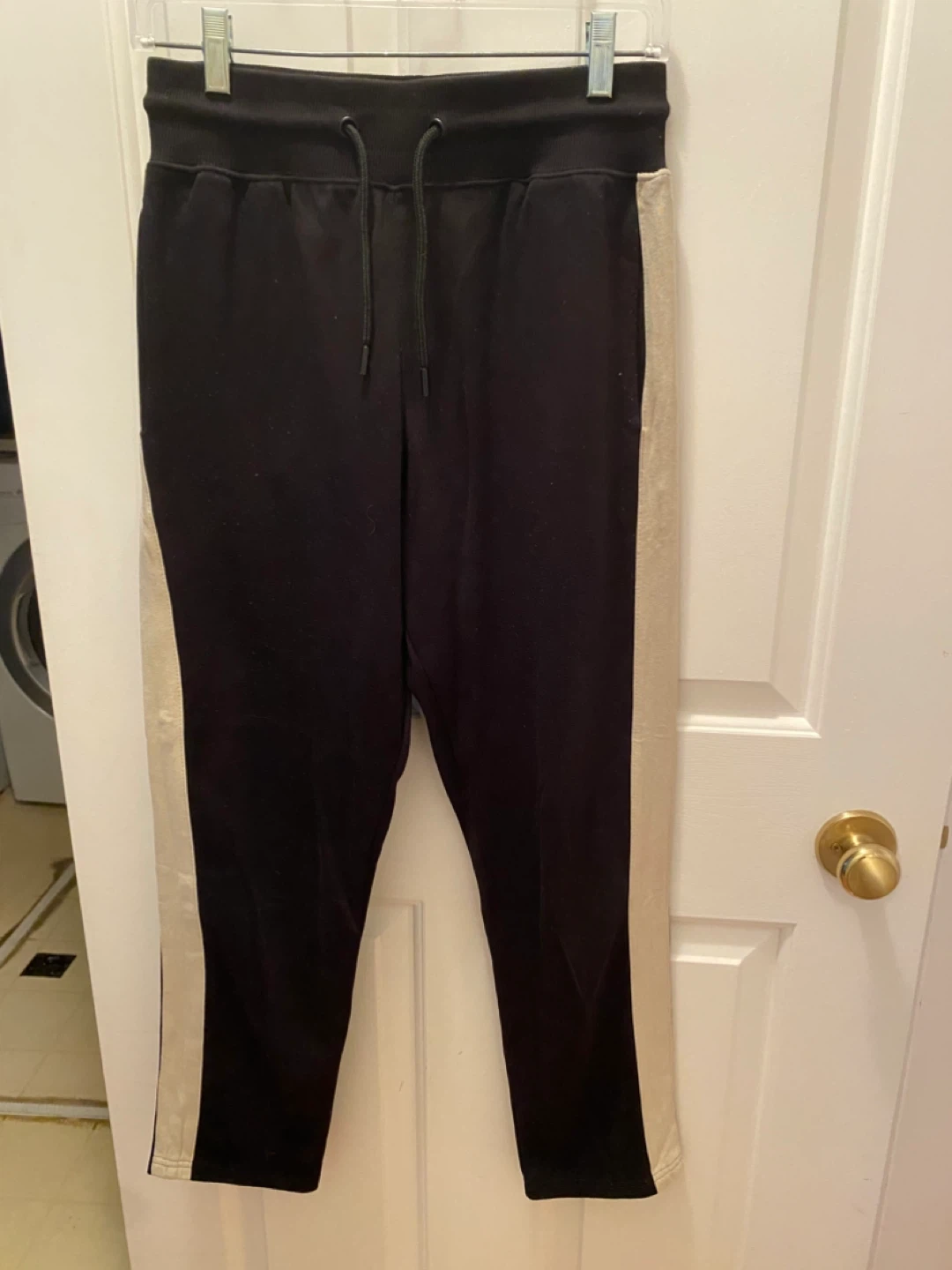 Zara Man Black & Beige Striped Jogger Pants Size 30