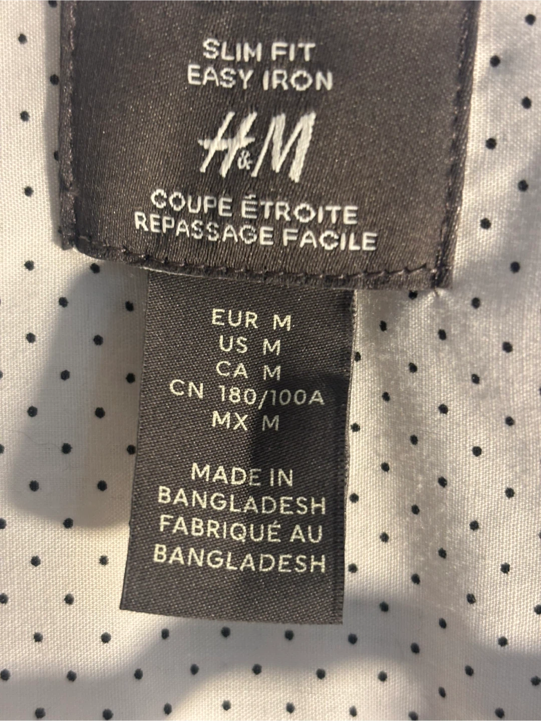 H&M Men's Slim Fit Dress Shirt - White with Black Dots - Medium - photo 2