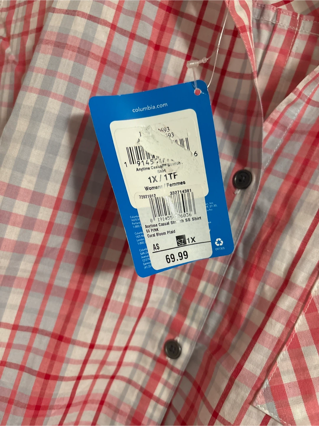 New Columbia Women's  Casual Short Sleeve Shirt Size 1X Plaid - photo 2