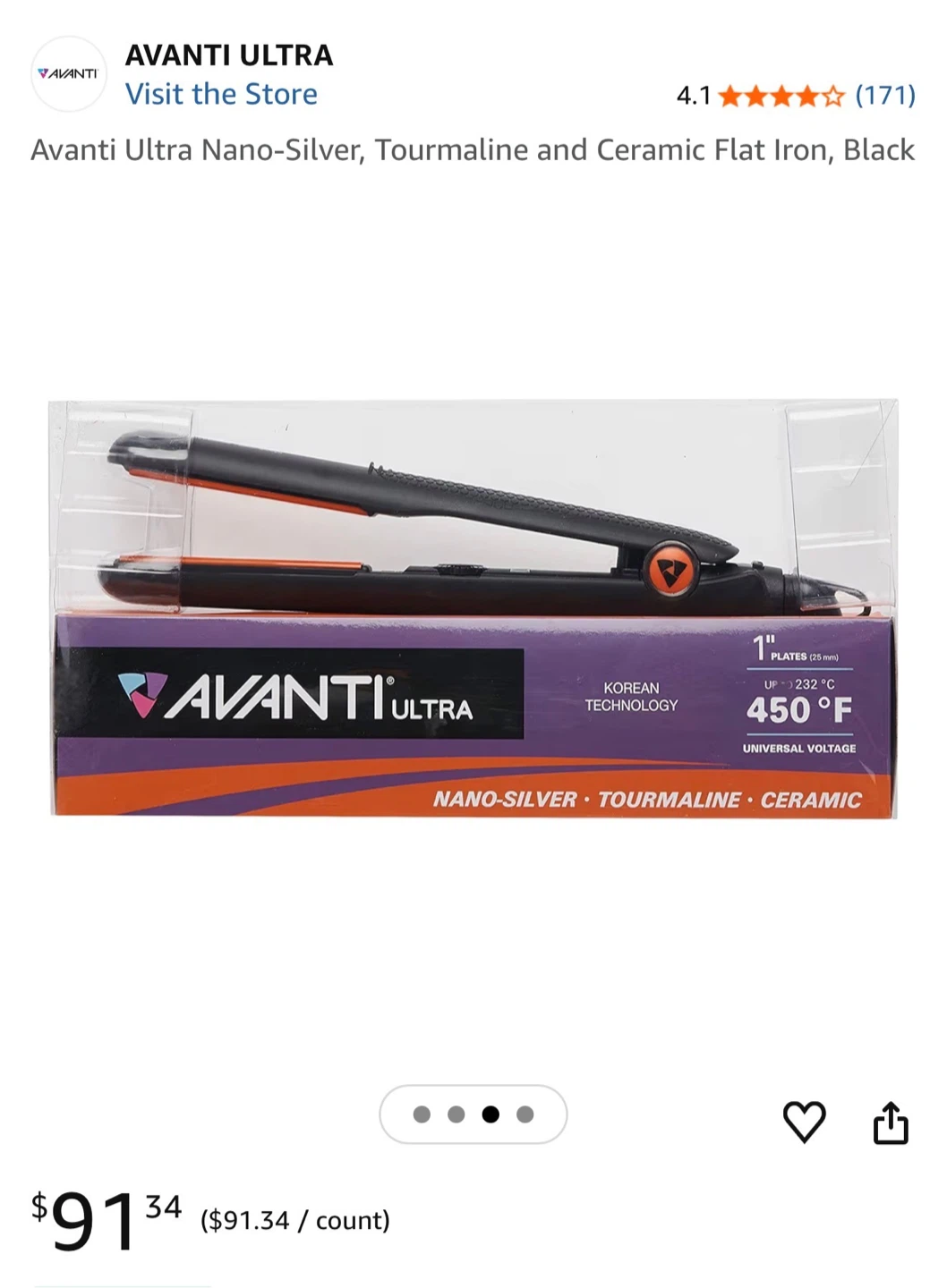 Avanti Ultra Nano-Silver Tourmaline Ceramic Flat Iron Black - photo 4