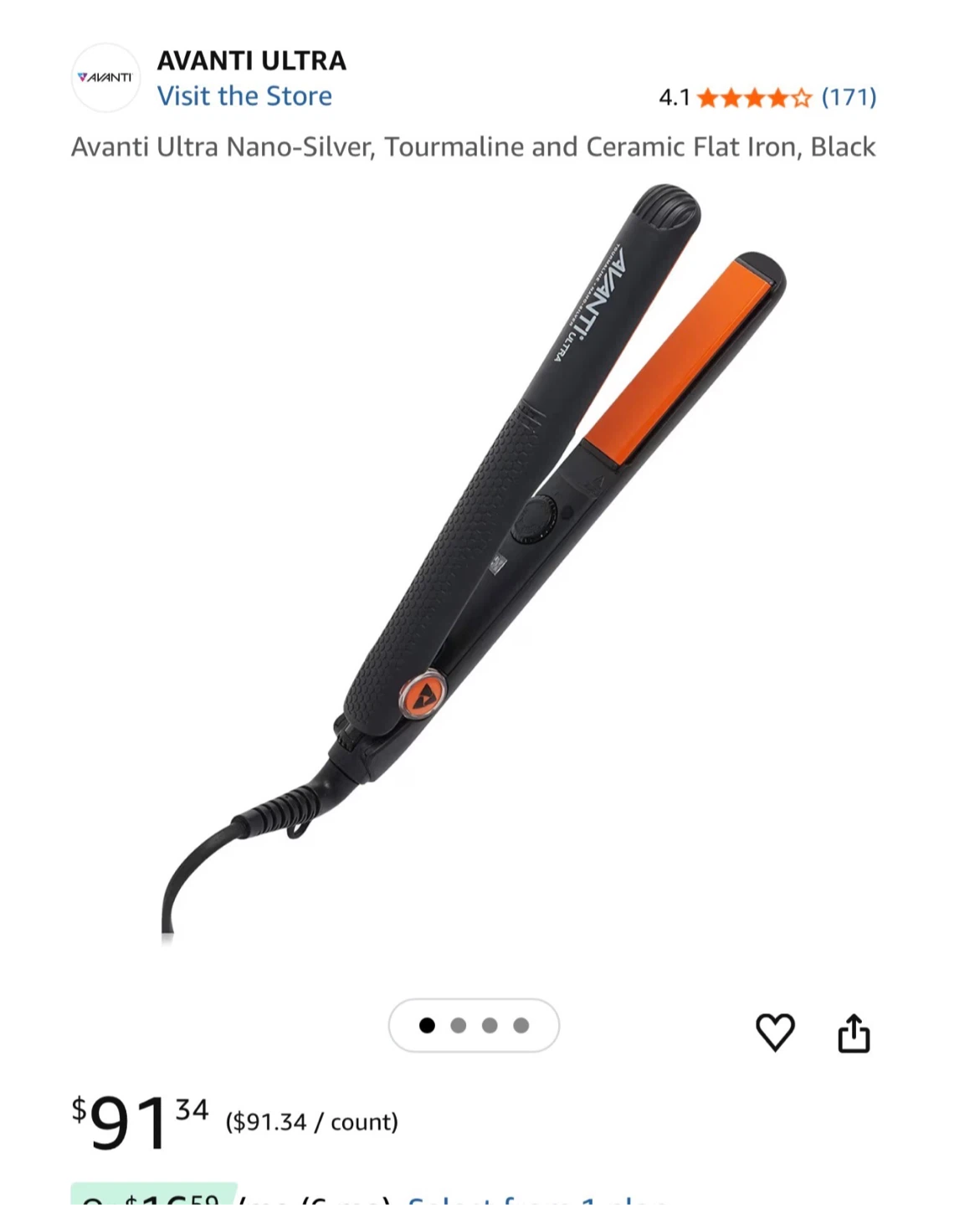 Avanti Ultra Nano-Silver Tourmaline Ceramic Flat Iron Black - photo 3