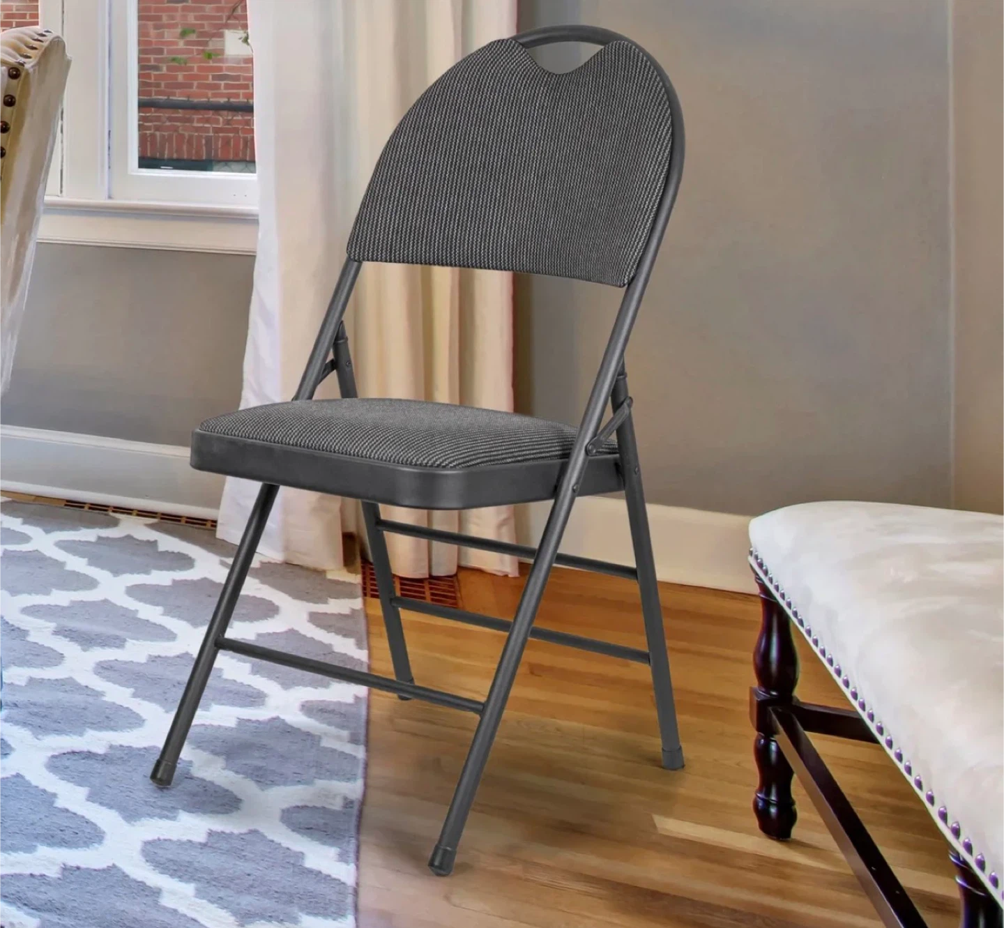 Grey Upholstered Folding Chair