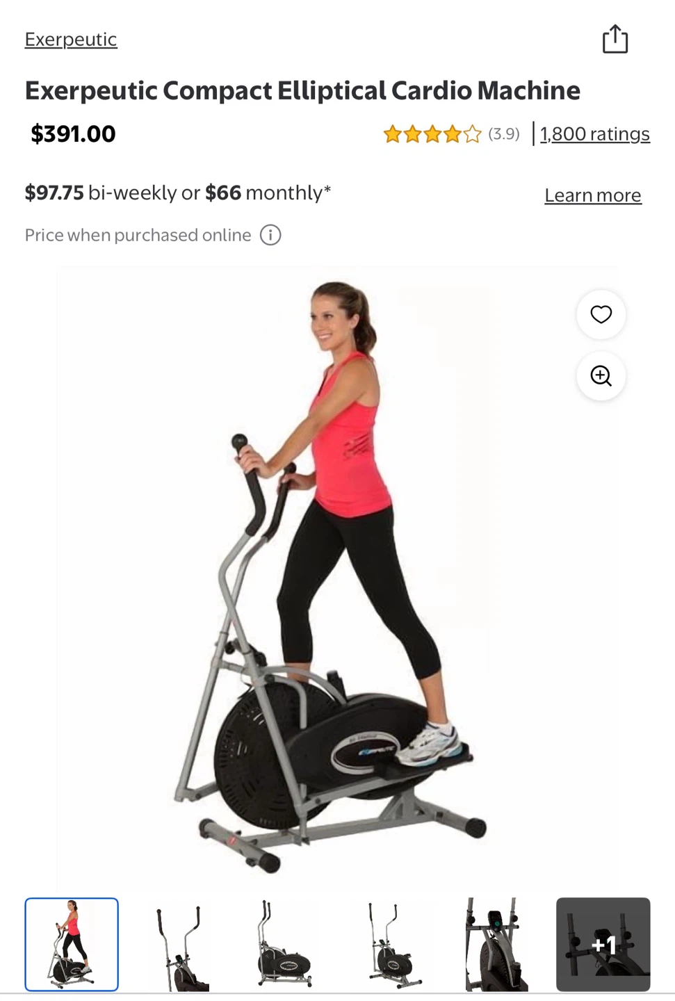 Exerpeutic Compact Elliptical Cardio Machine