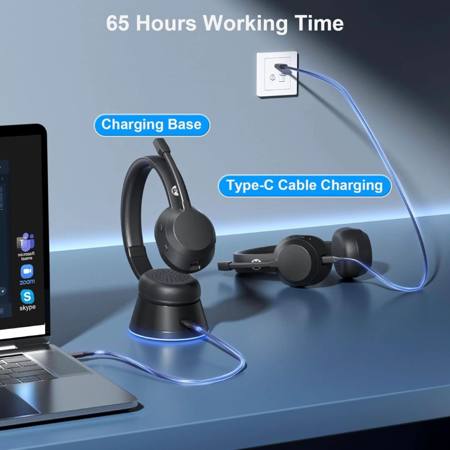 FXWONTY Wireless Headset with Mic for Work - photo 4