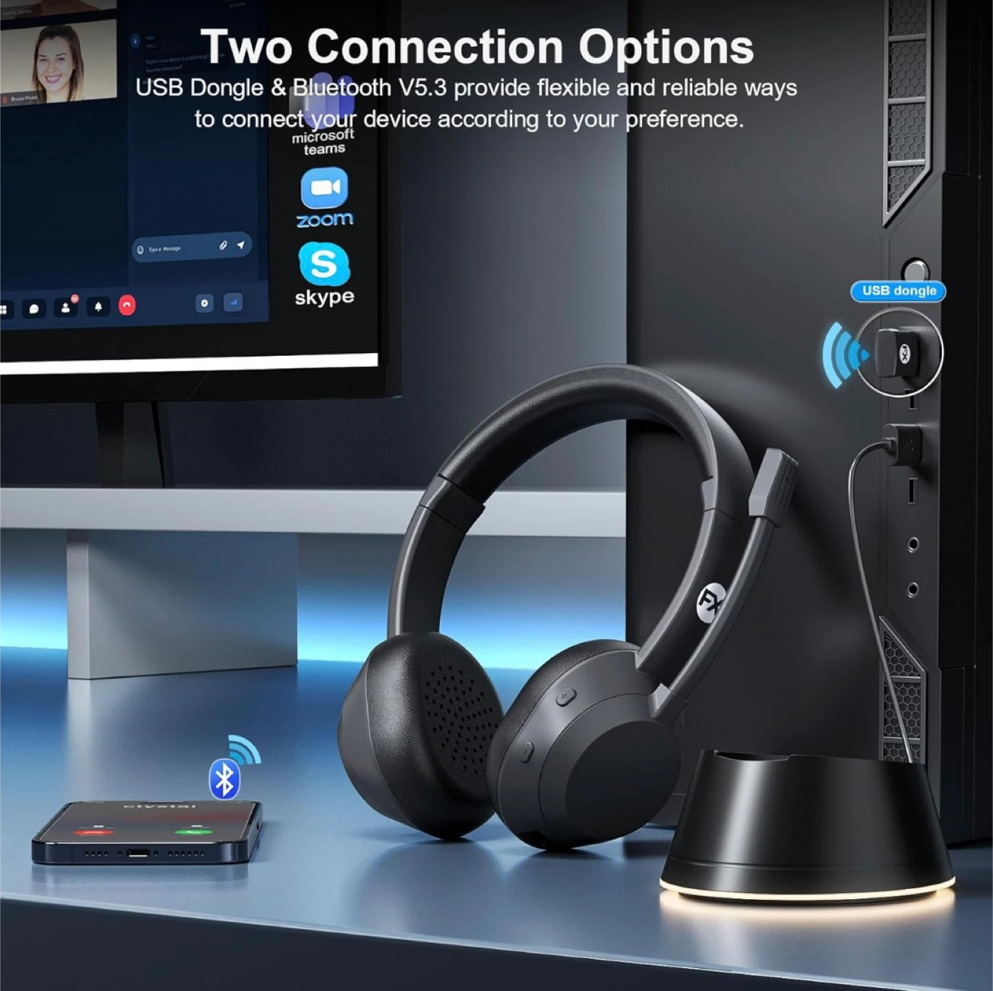 FXWONTY Wireless Headset with Mic for Work - photo 3
