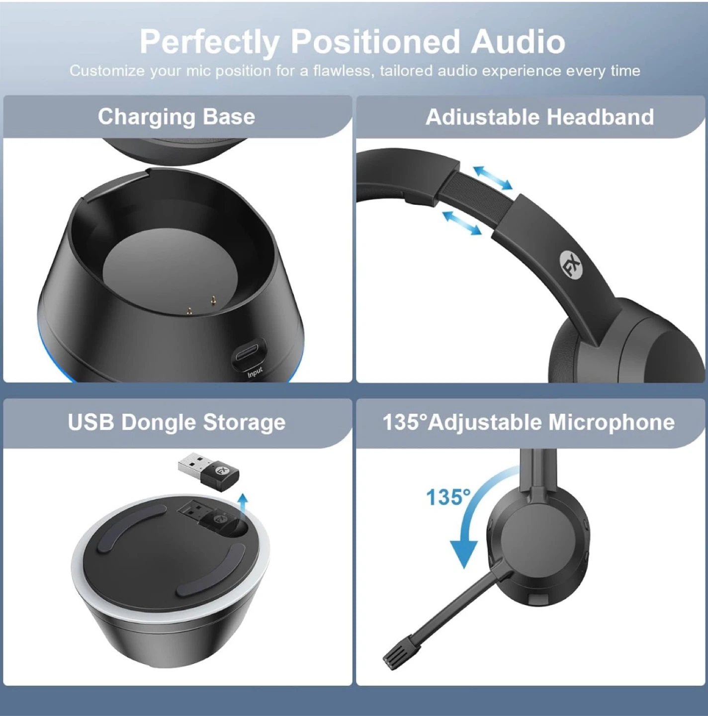 FXWONTY Wireless Headset with Mic for Work - photo 5