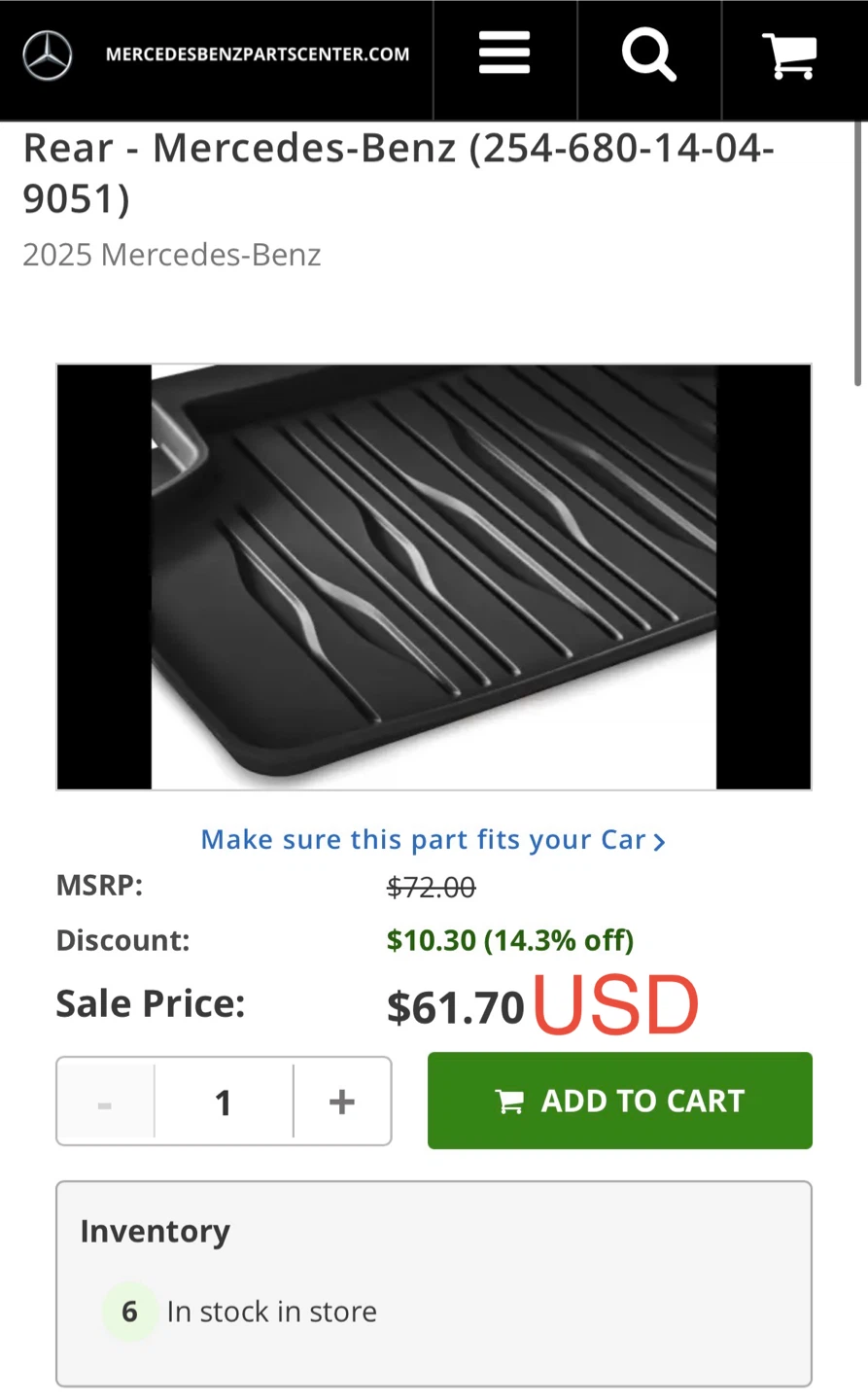 Mercedes-Benz Rear Floor Mats - GLC - photo 5