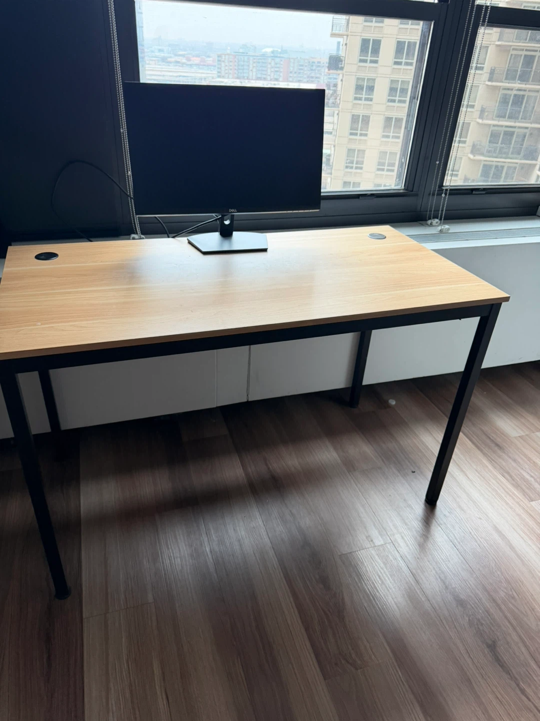 Wooden Desk with Black Metal Frame