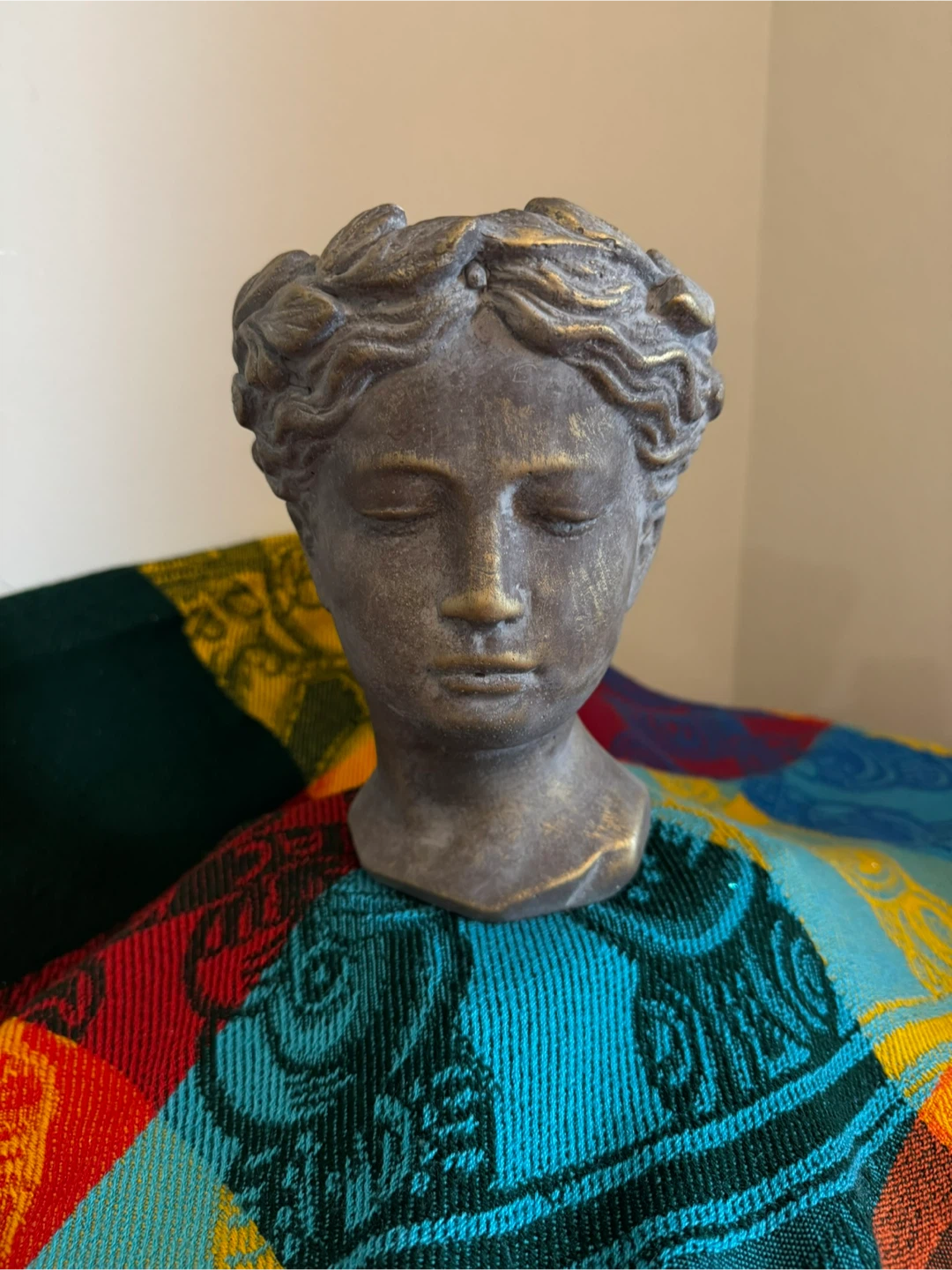Bronze-look Head Planter Sculpture