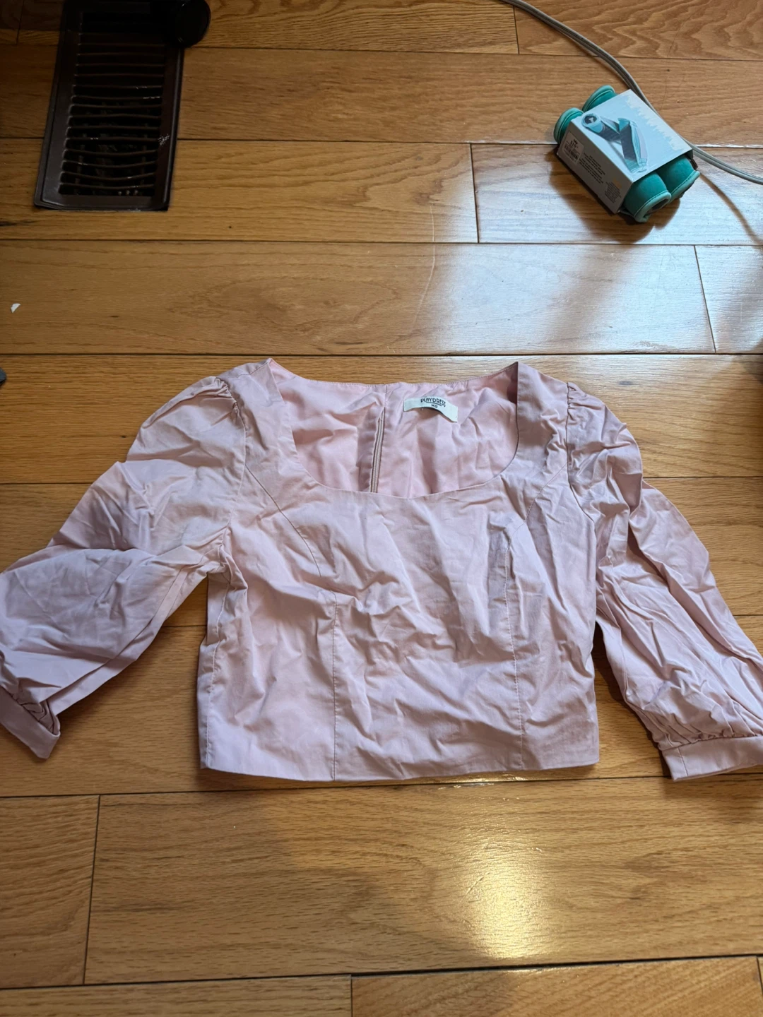 Pink Puff Sleeve Square Neck Top