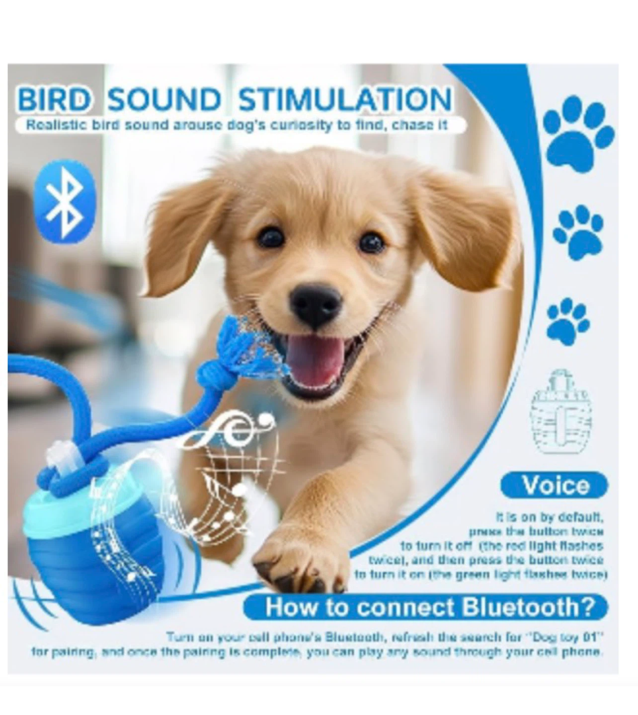Interactive Dog Toy with Bird Sound & Bluetooth