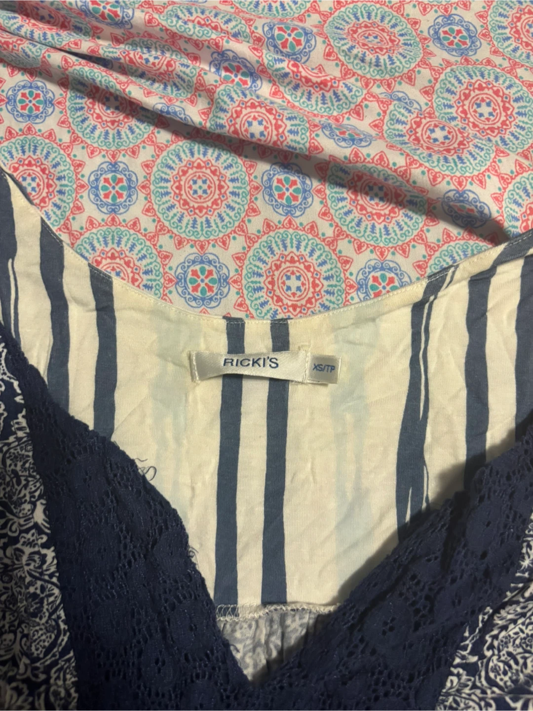 Ricki's Blue & White Patterned Tank Top - XS/TP - photo 2