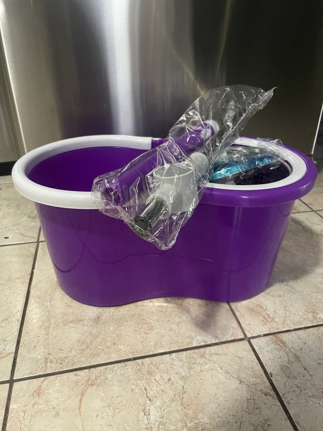 Purple Spin Mop and Bucket Set