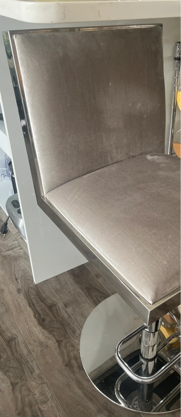 Luxury chrome and grey velvet adjustable chair