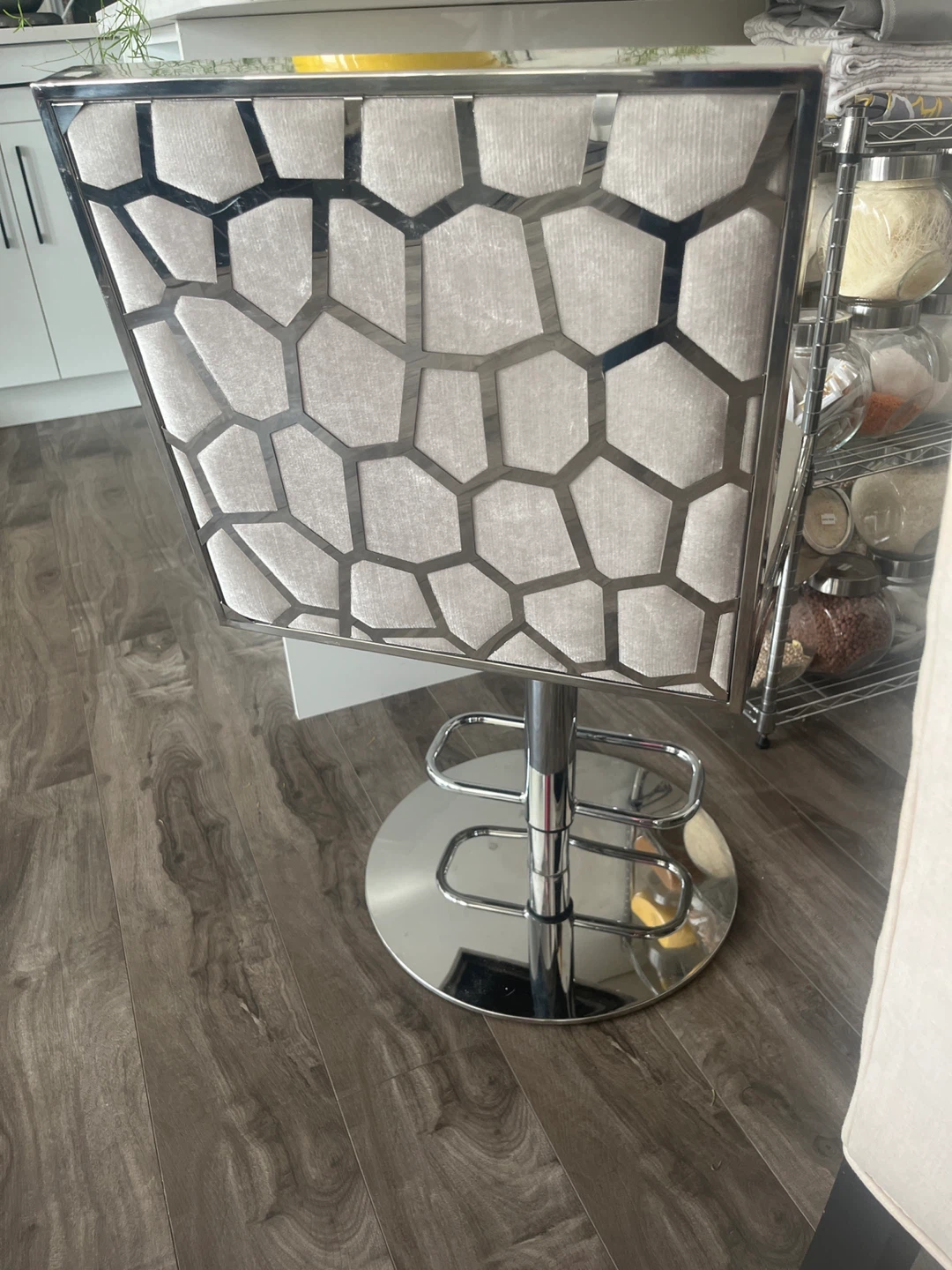Luxury chrome and grey velvet adjustable chair - photo 2