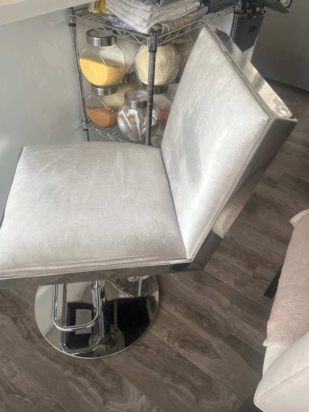 Luxury chrome and grey velvet adjustable chair - photo 3