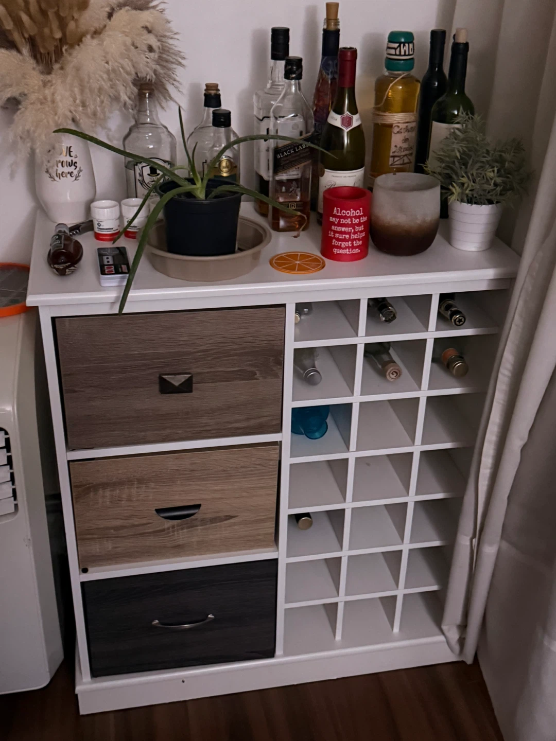 Wine Rack with Storage Drawers