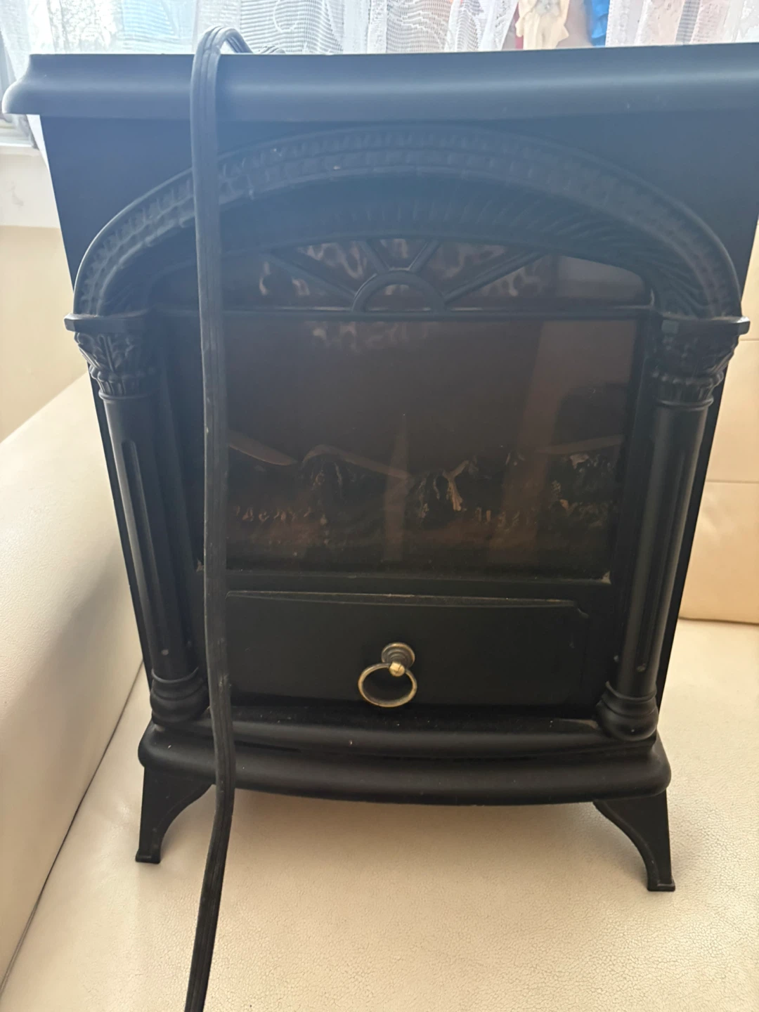 Black Electric Fireplace with Decorative Mantel