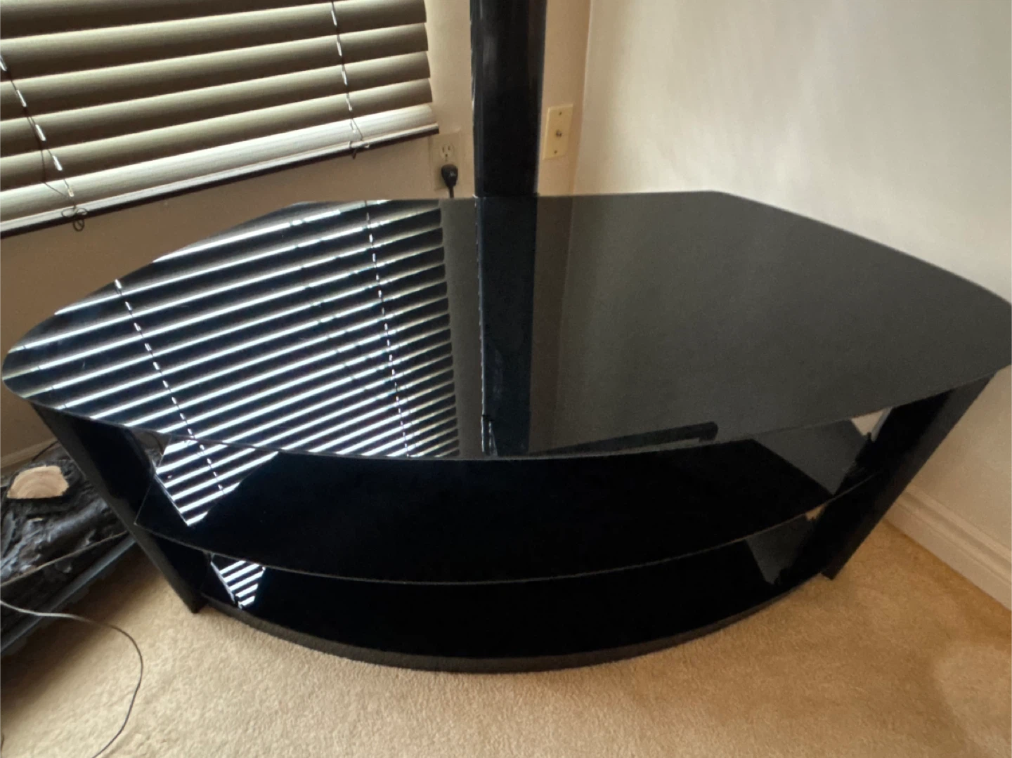 Black Glass Corner TV Stand with Mount - photo 5