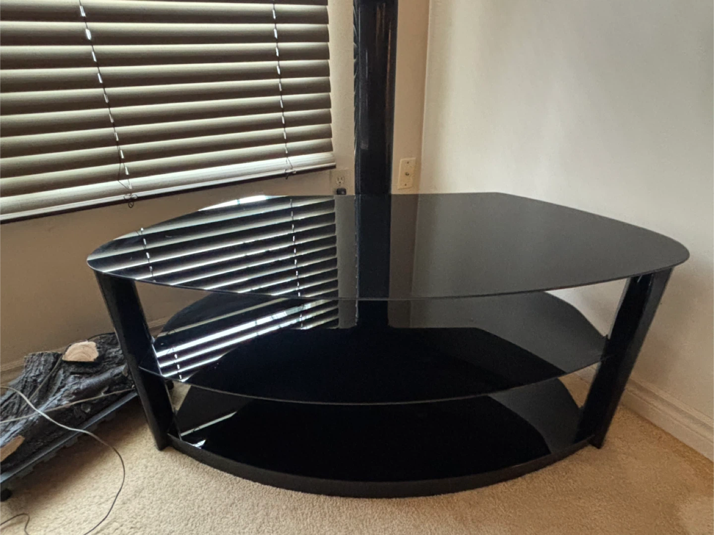 Black Glass Corner TV Stand with Mount - photo 3