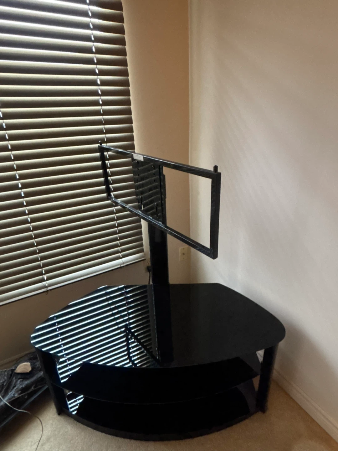 Black Glass Corner TV Stand with Mount - photo 4