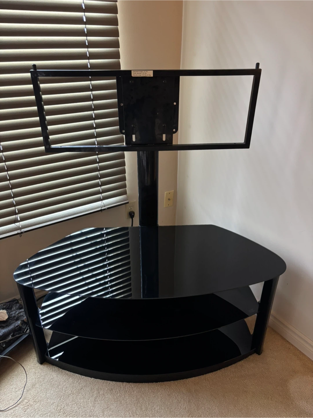 Black Glass Corner TV Stand with Mount
