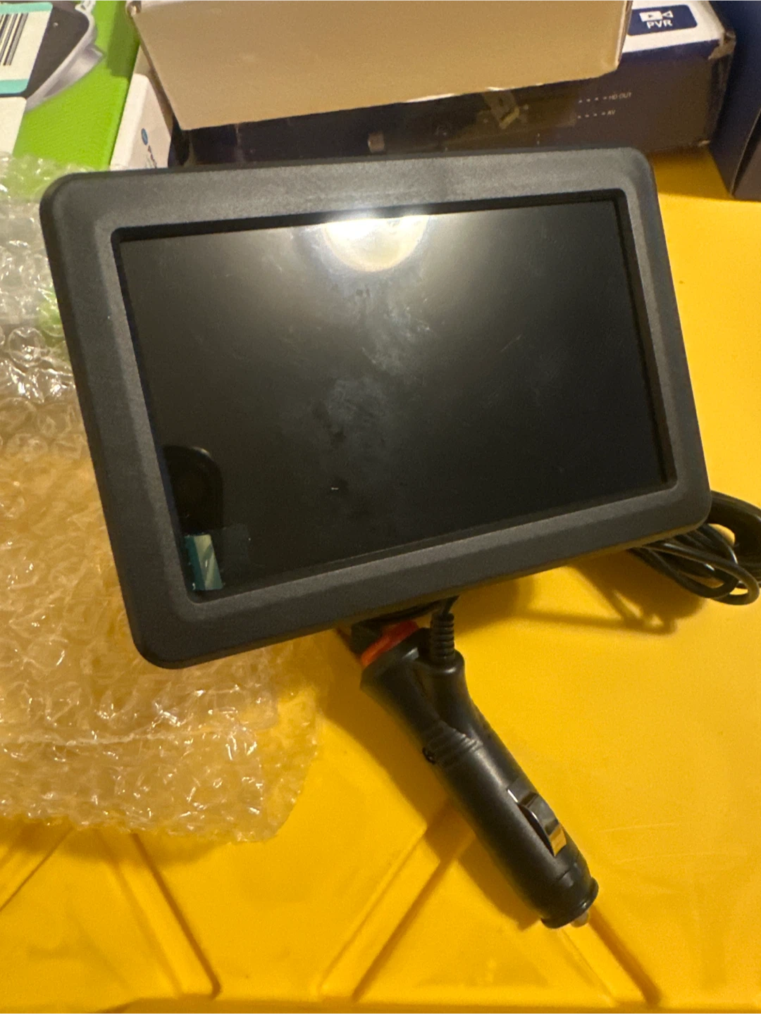 Car Monitor with Suction Cup Mount and Car Charger