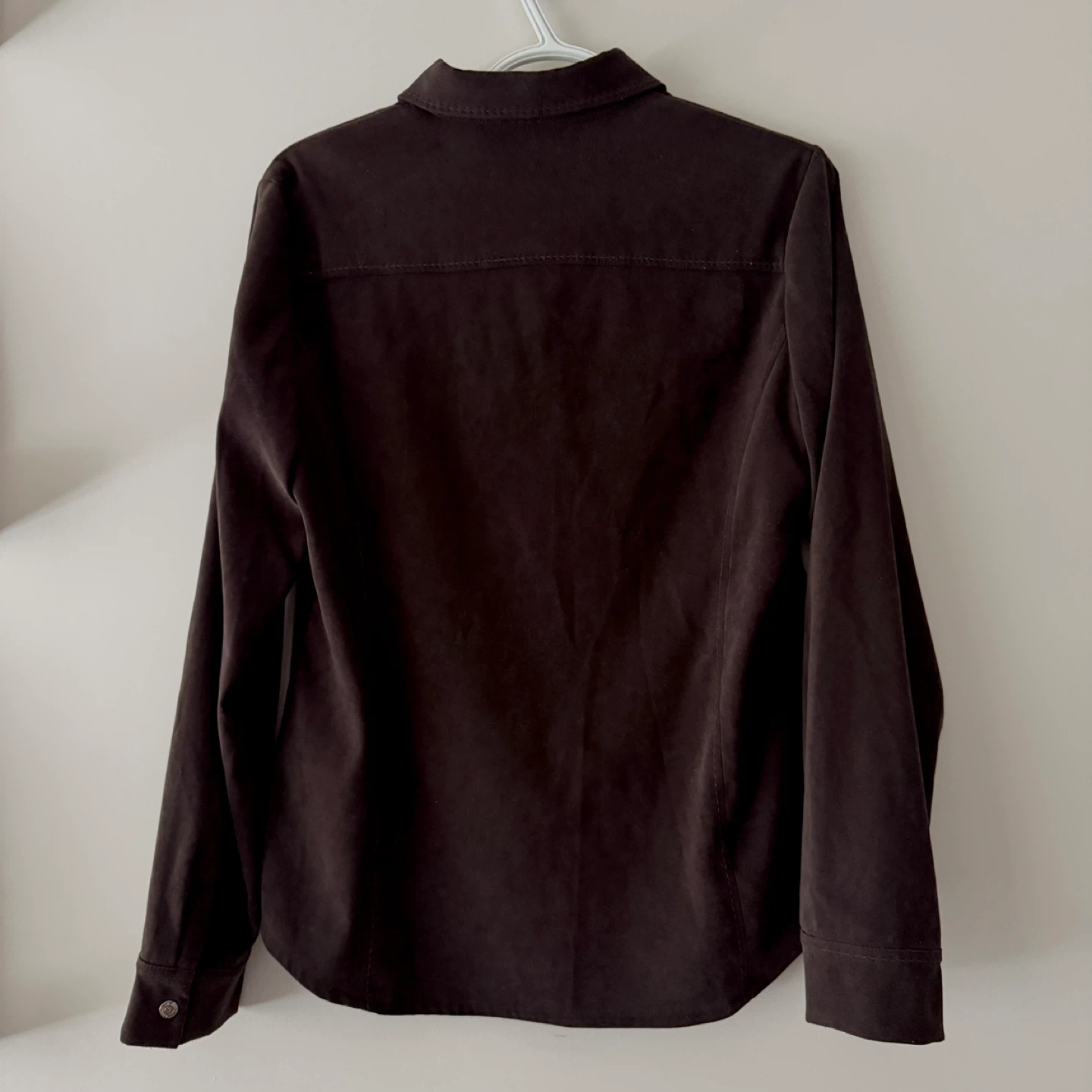 Vintage (Faux) Suede Brown Button Up Shirt - Size Medium - photo 3