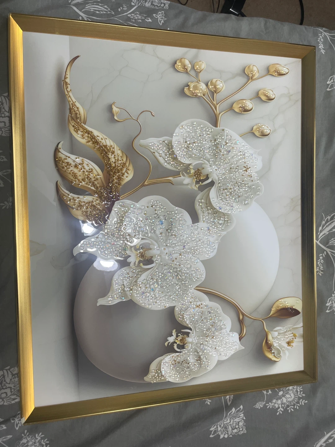 Framed Diamond Painting - White Orchids