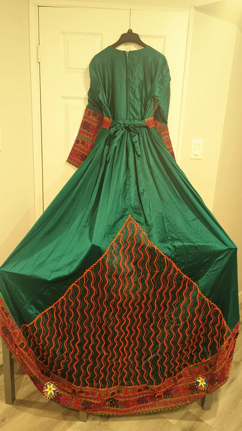 Emerald Green Embroidered Maxi Dress with Silver Embellishments - photo 4