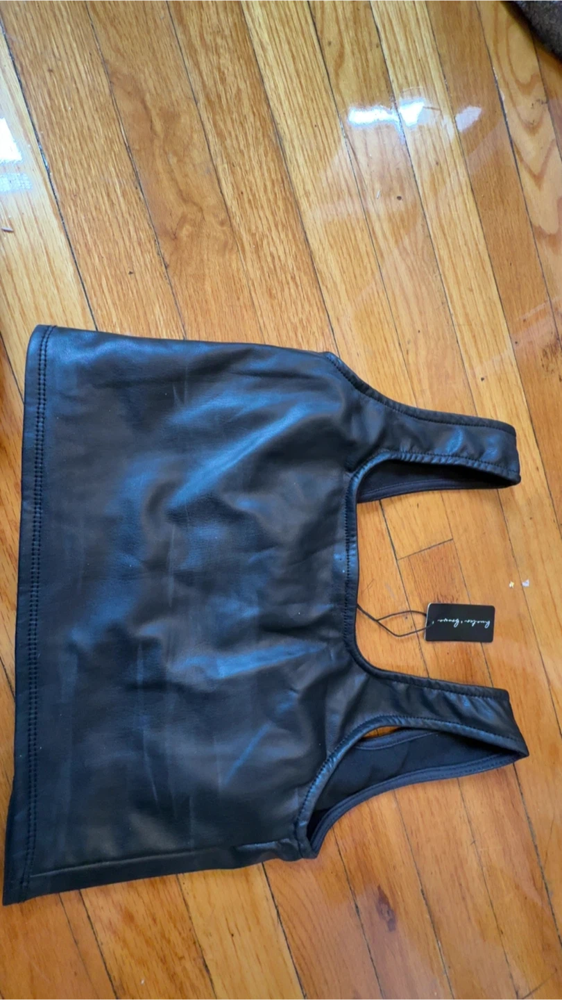 Black Faux Leather Corset Top - photo 3