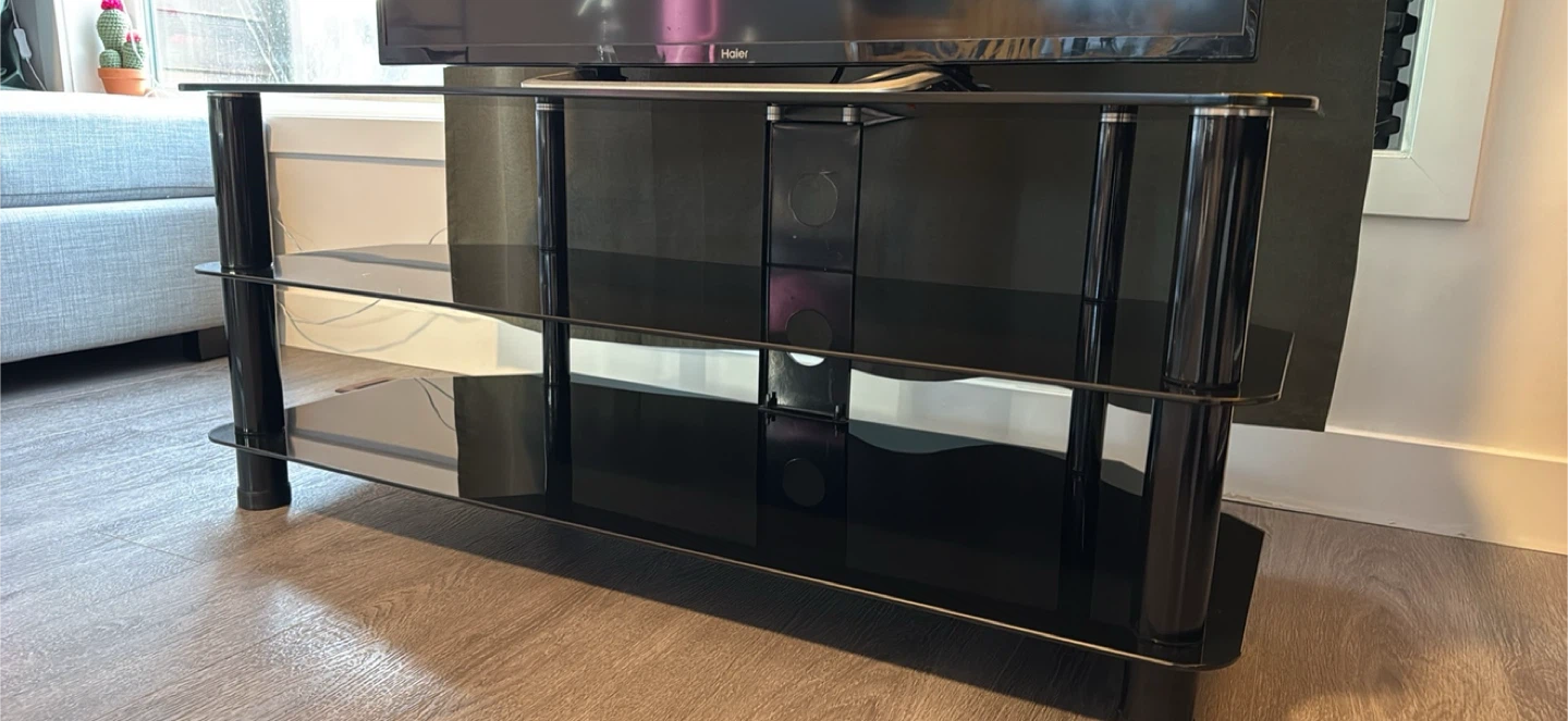 Tv stand - black glass - photo 2
