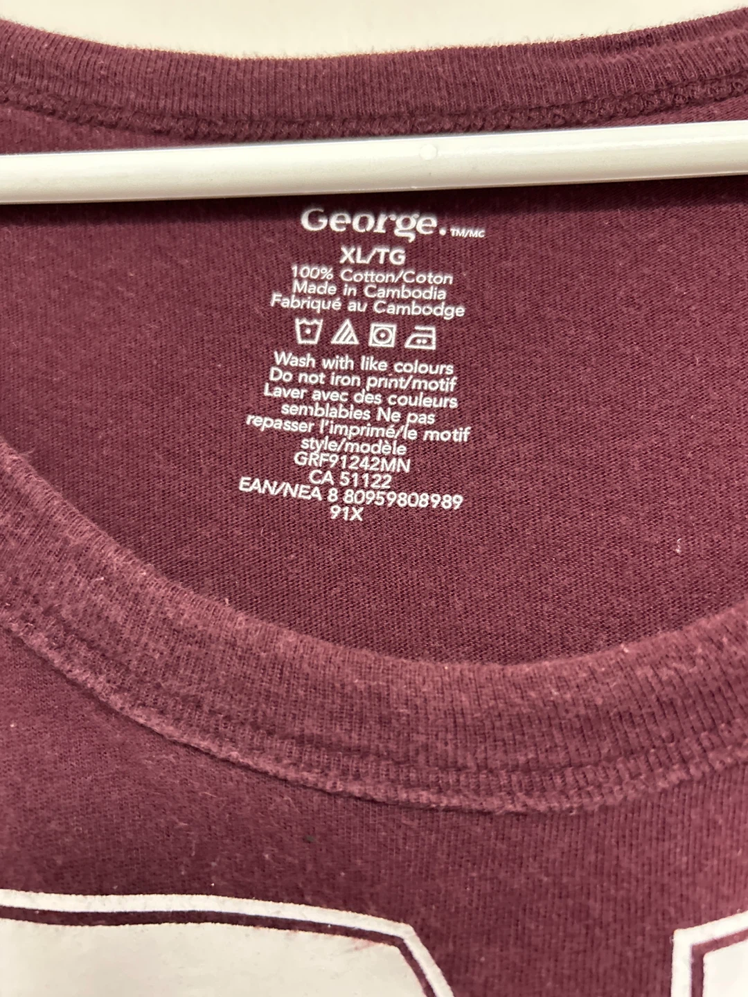 George T-Shirt Size XL - Burgundy & Blue - photo 2