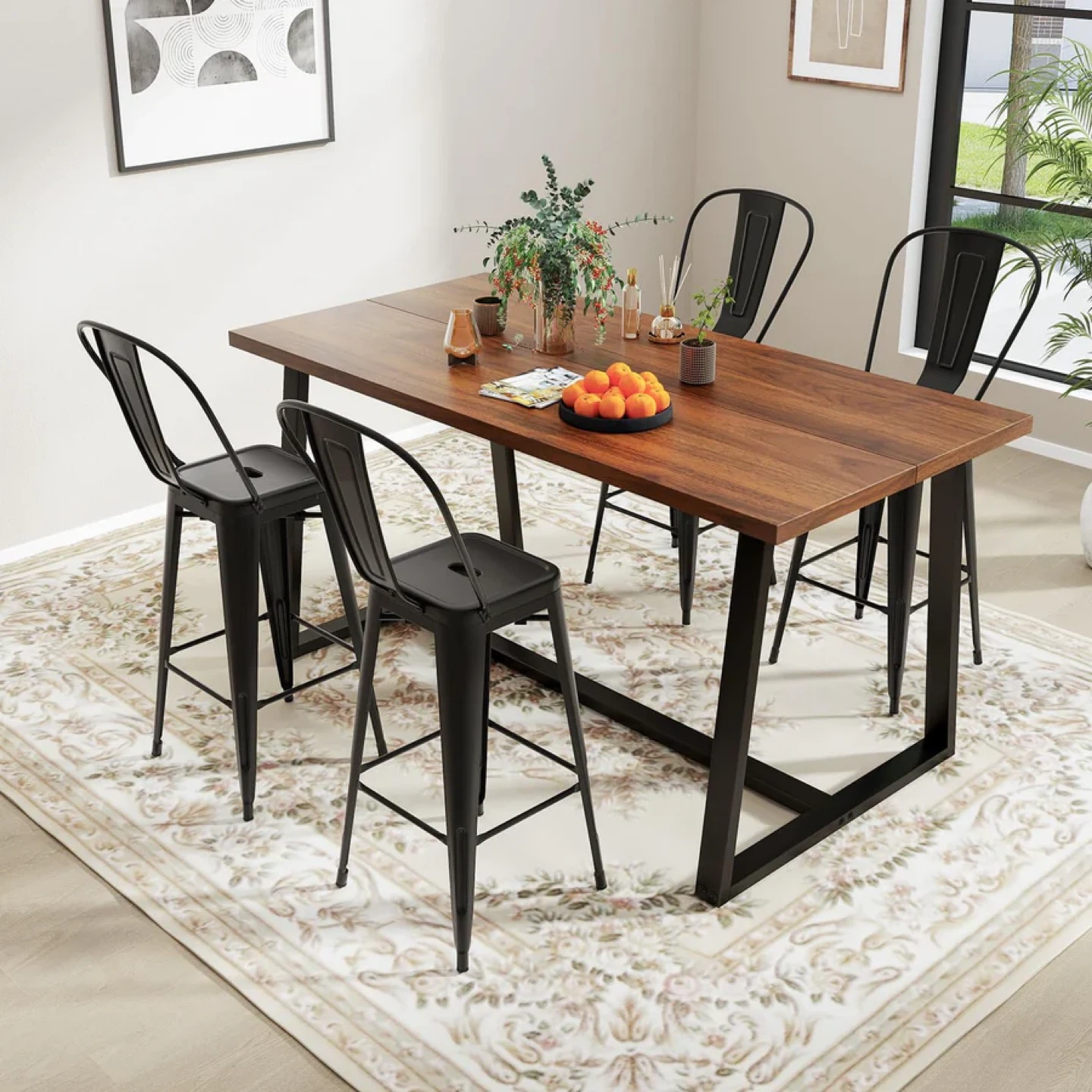 🔥 Modern Metal Bar Stools Set of 4 Bar Height Chairs - photo 2