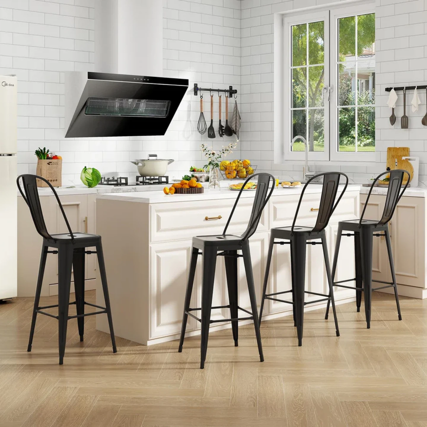 🔥 Modern Metal Bar Stools Set of 4 Bar Height Chairs - photo 4