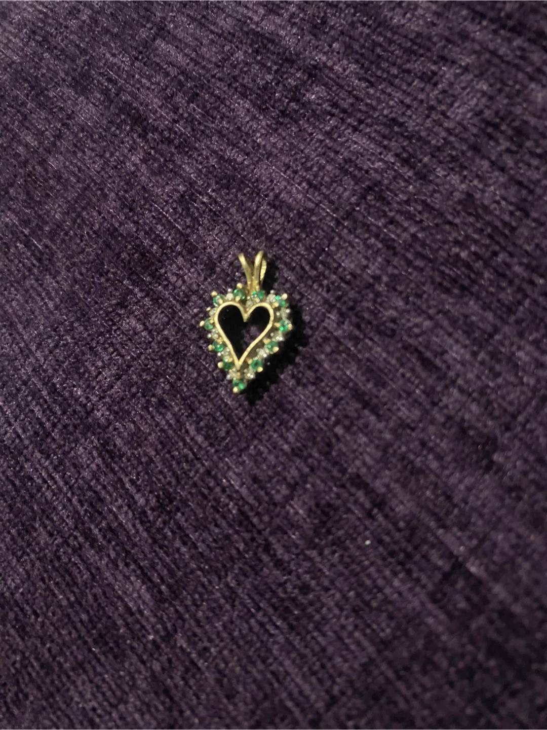 Heart Pendant with Green and White Stones