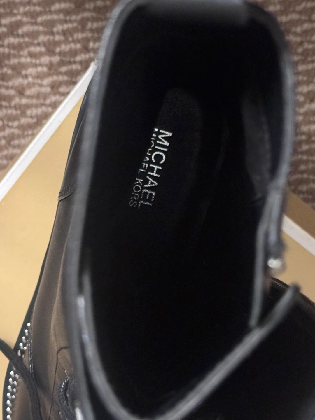 Michael Kors Black Leather Lace-Up Combat Boots - photo 5