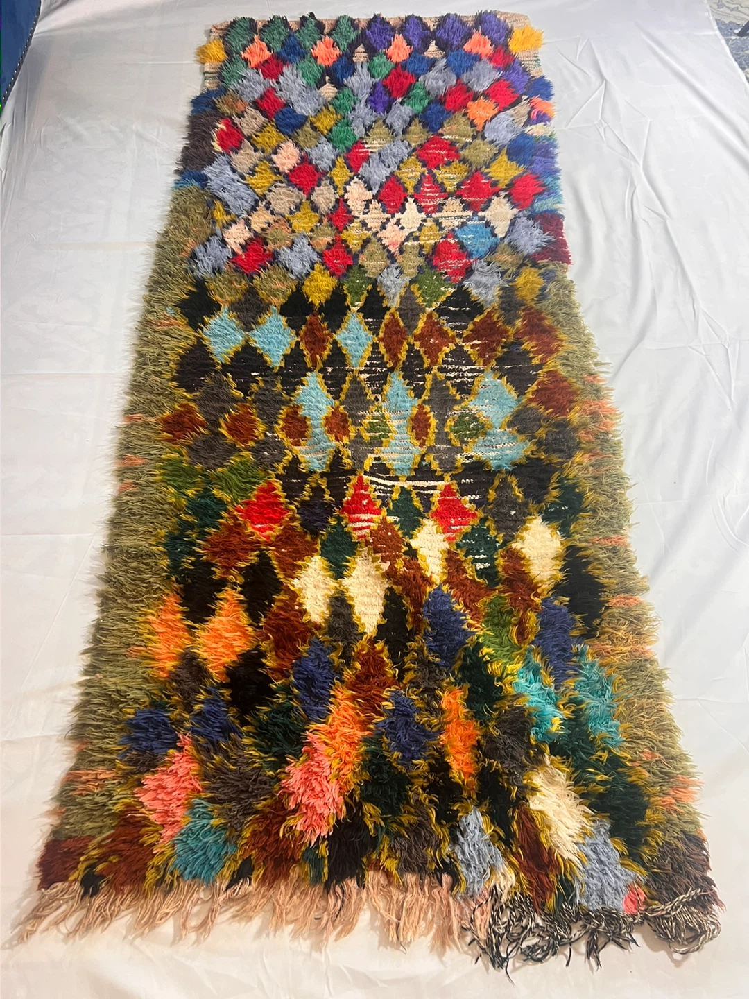 Authentic Vintage Moroccan Boucherouite Runner Rug