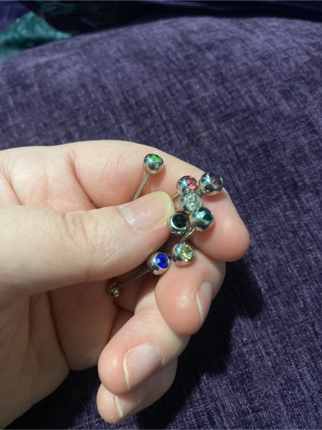 Assorted Gemstone Tongue Piercings (Set of 9)