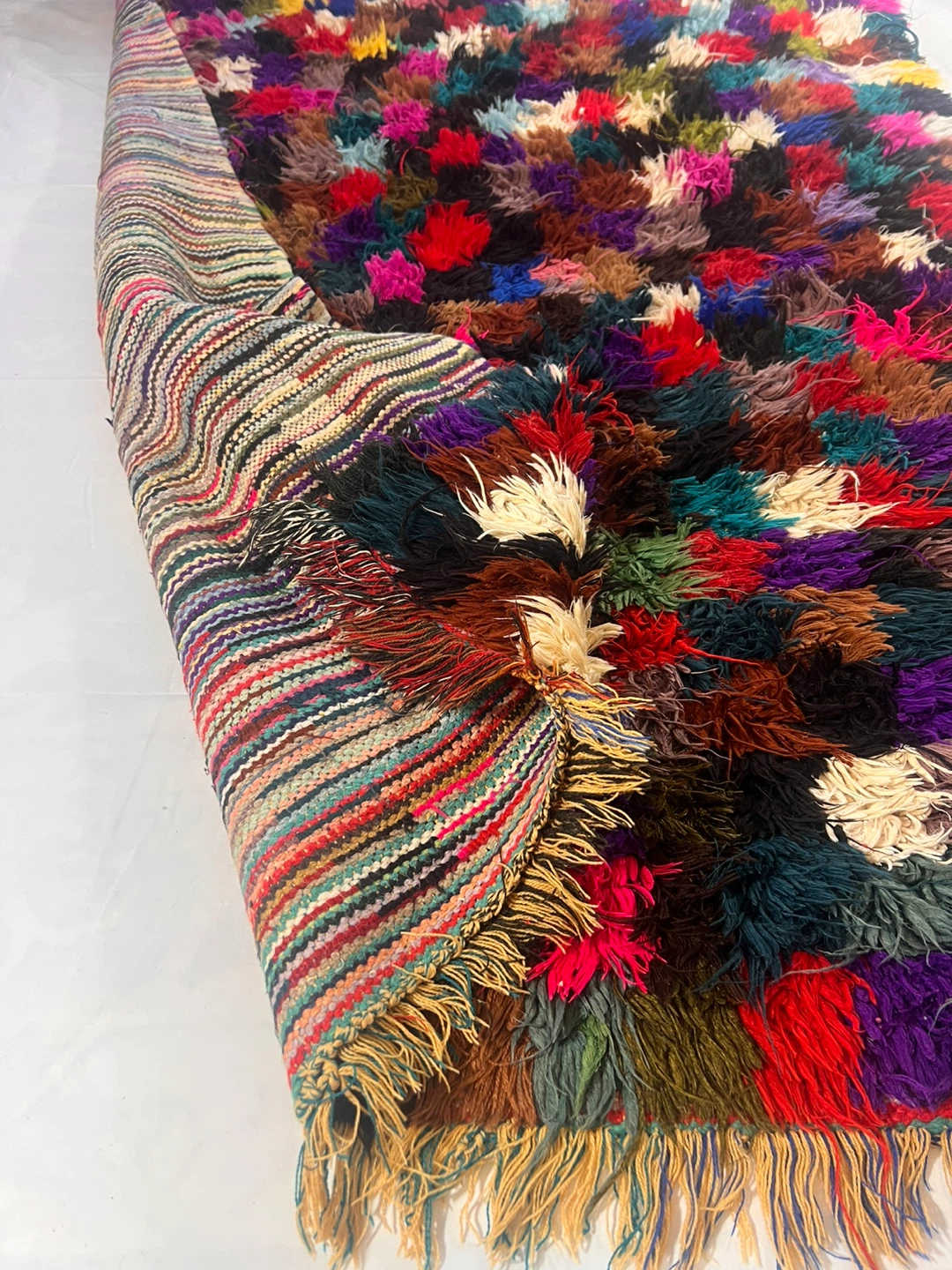 Vintage Moroccan Boucherouite Rug Handmade Berber - photo 3