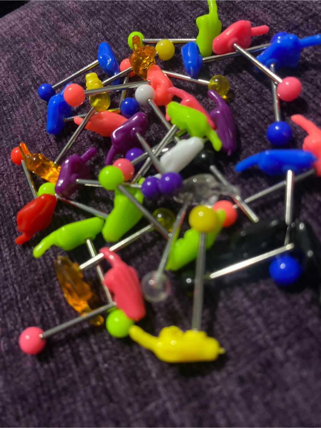 Assorted Middle Finger Tongue Rings