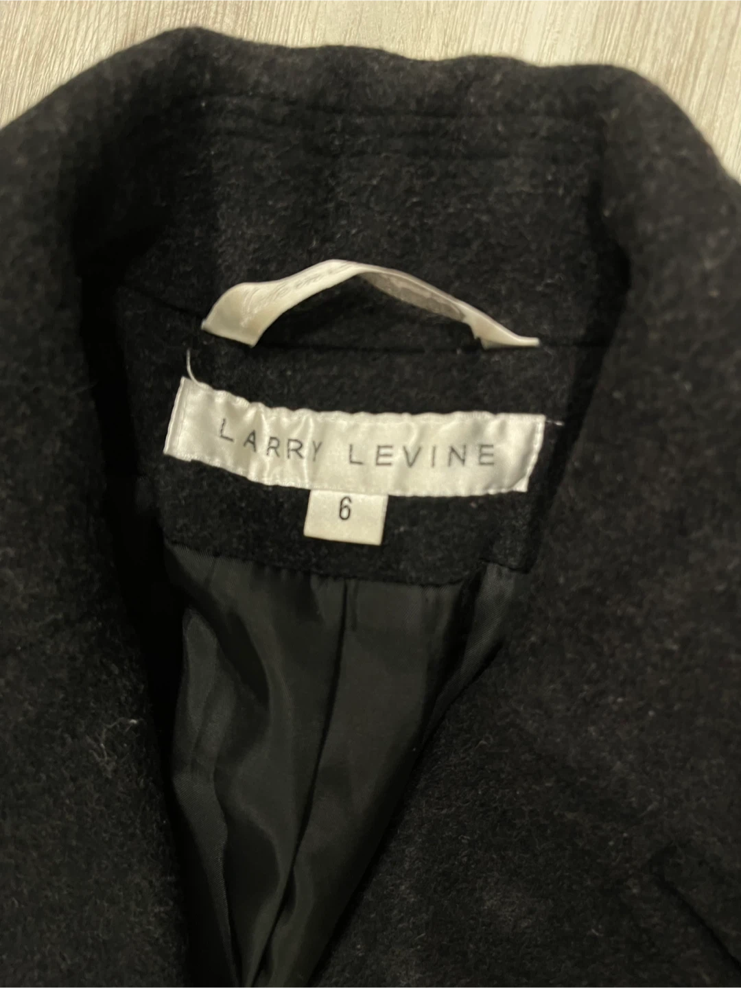 Larry Levine Black Wool Blend Coat Size 6 - photo 3