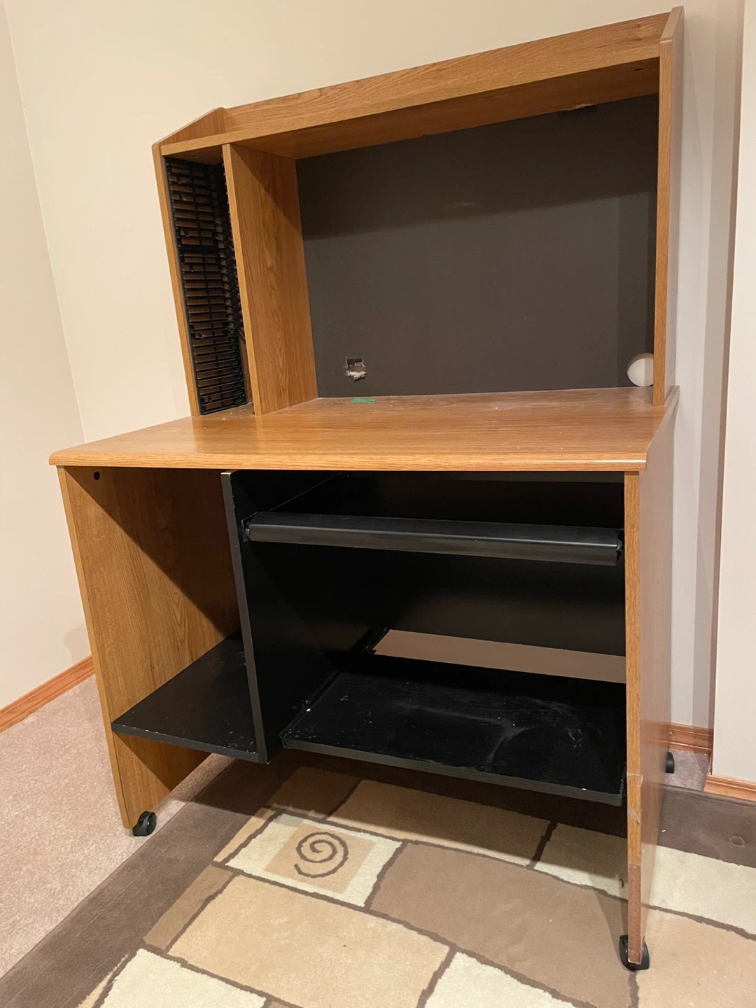 Wooden Computer Desk with Hutch and Keyboard Tray - photo 2