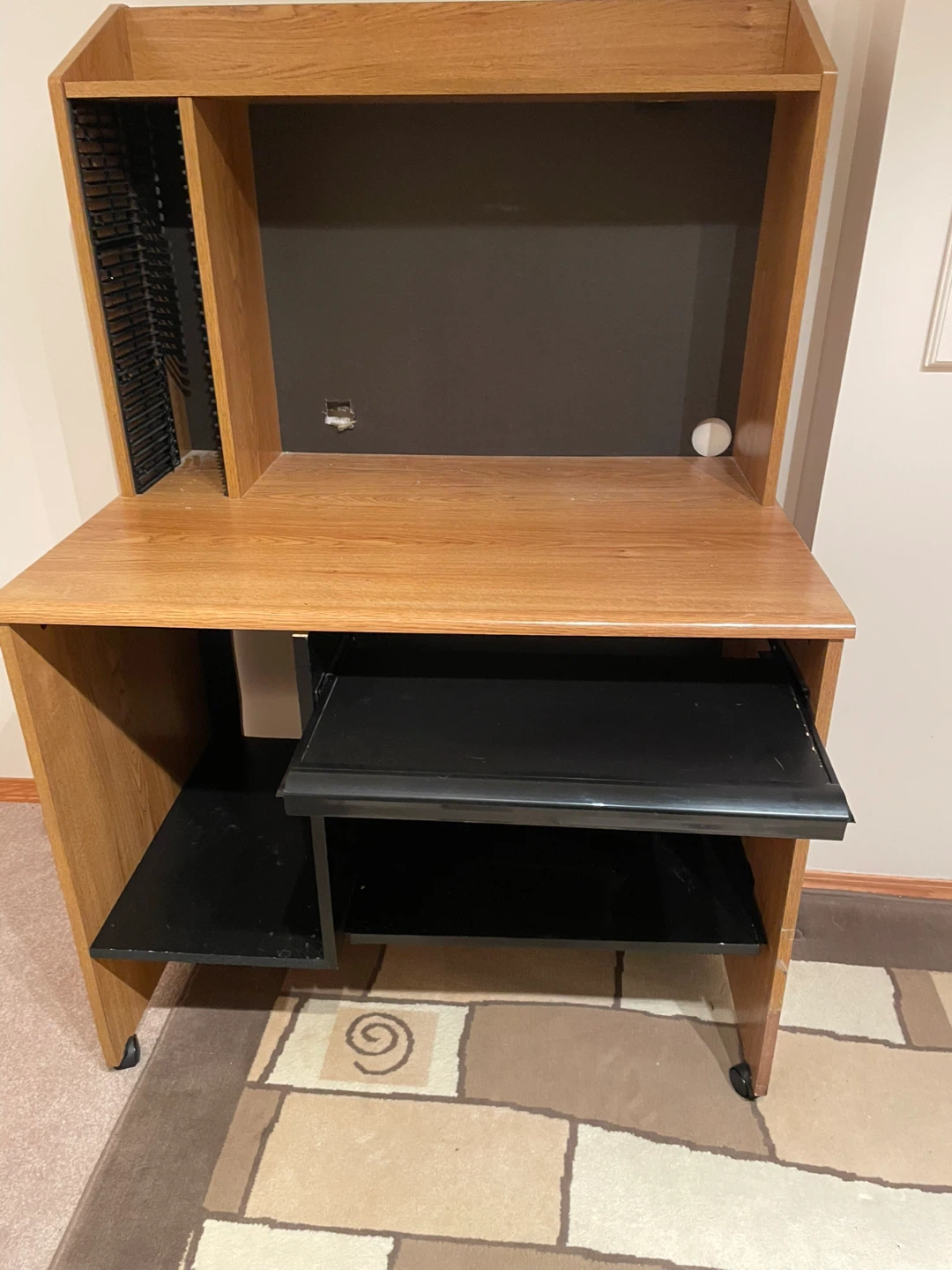 Wooden Computer Desk with Hutch and Keyboard Tray - photo 4
