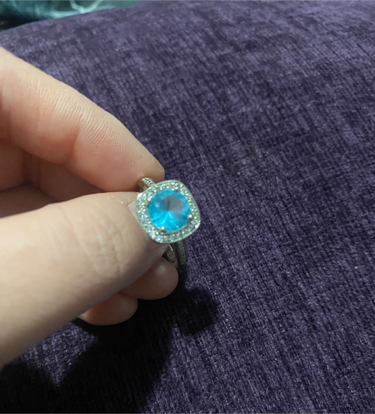 Sterling Silver Blue Gem Ring