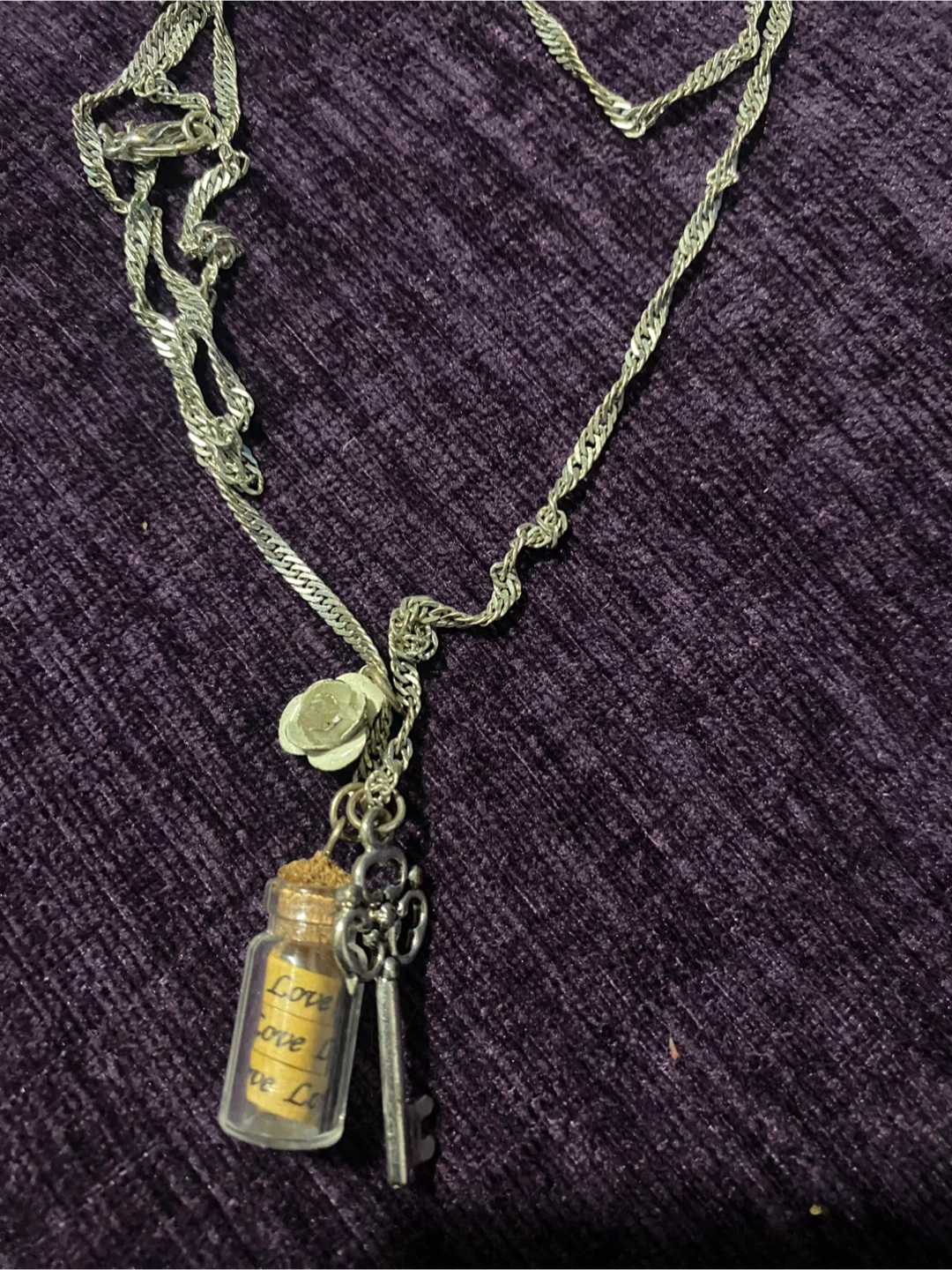 Message in a Bottle Necklace with Key Charm